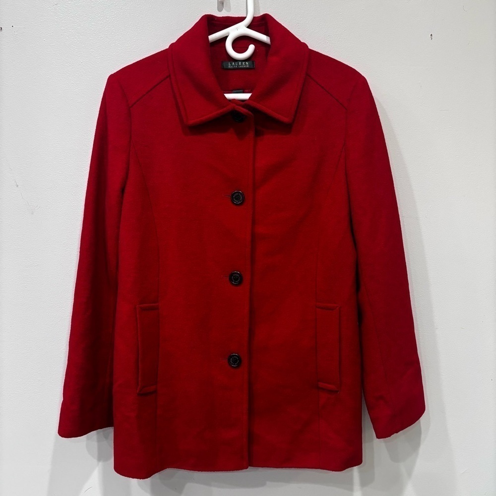Lauren Ralph Lauren Wool Blend Coat Jacket Red Women’s Size 12 - Picture 1 of 16